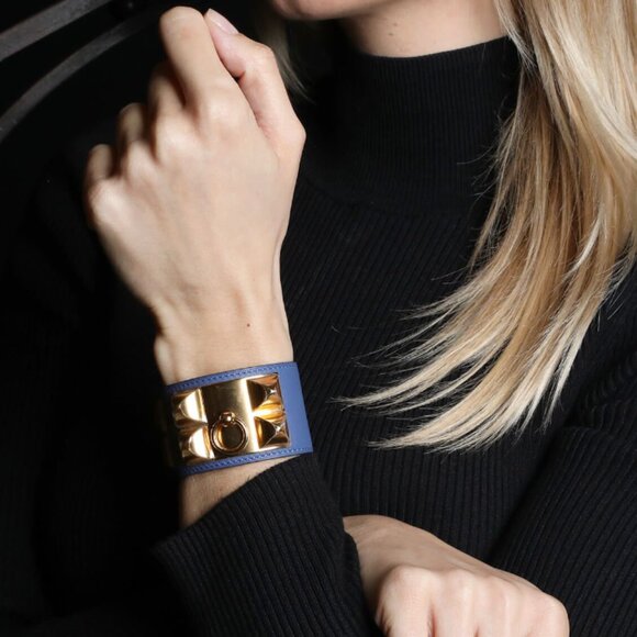 Hermès Collier de Chien in BLUE Leather - Picture 1 of 4